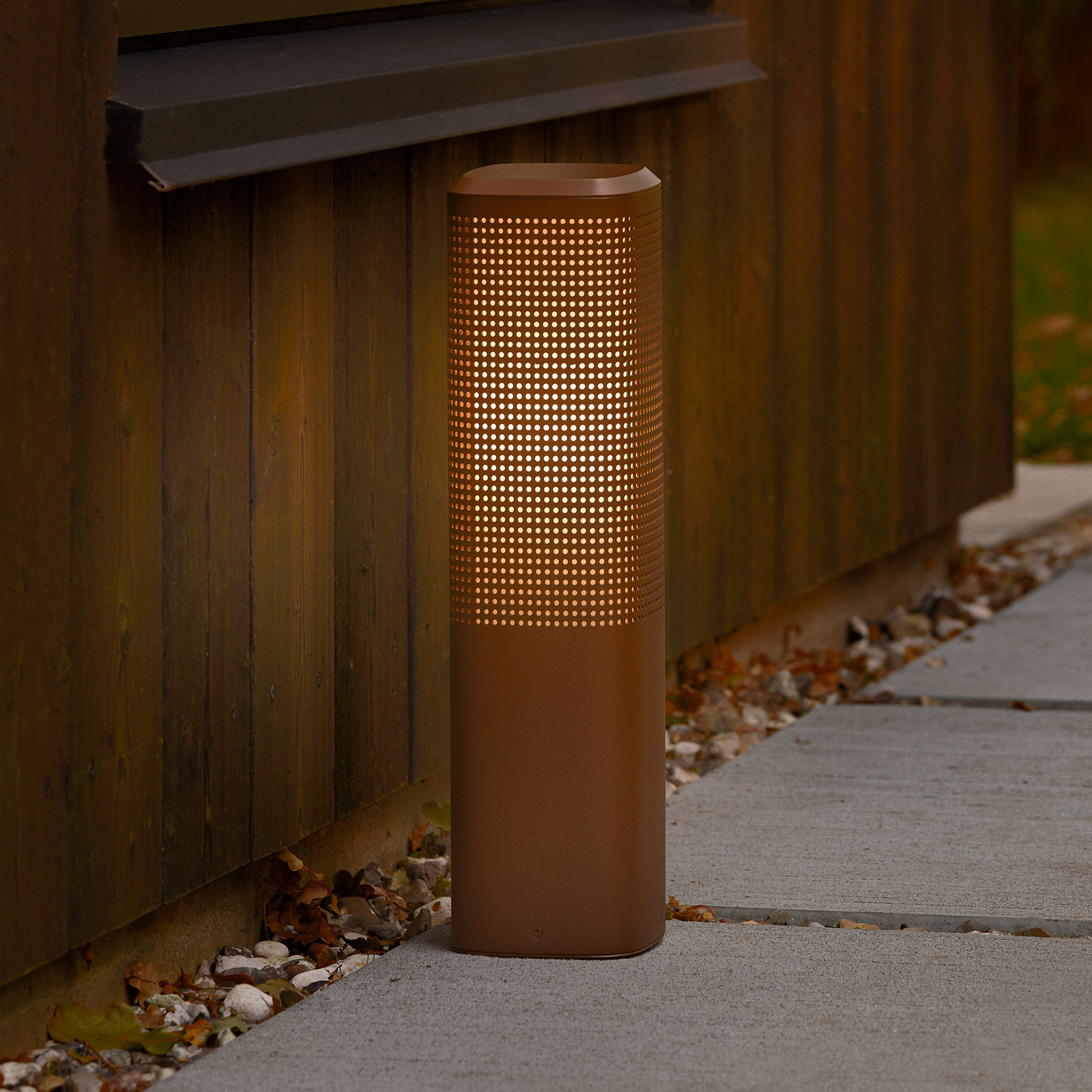 Sokkellamp Sidara 45 Seaside, bruin, aluminium, IP44, E27